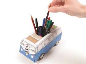Luckies 纸制DIY伦敦巴士笔筒 创意笔筒 Custom Camper Desk Tidy
